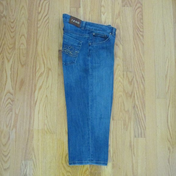 IZOD WOMEN'S SIZE 6 JEANS CAPRIS MED BLUE SLUB STRETCH DENIM JUST RIGHT CROPPED - Picture 5 of 11